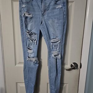 American Eagle Outfitters Blue Skinny Jeans Distressed